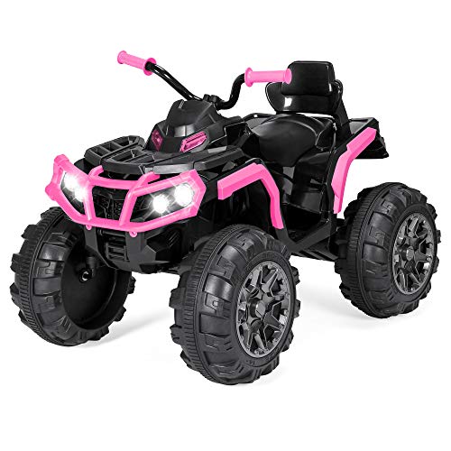 Best Choice Products 12V Kids Electric 4-Wheeler ATV Quad Ride On Car Toy w/ 3.7mph Max Speed, Treaded Tires, LED Headlights, AUX Jack, Radio - Pink