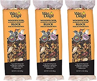 Wild Delight 3 Pack of Woodpecker, Nuthatch N' Chickadee Blocks, 13 Ounces each, Food for Outdoor Birds