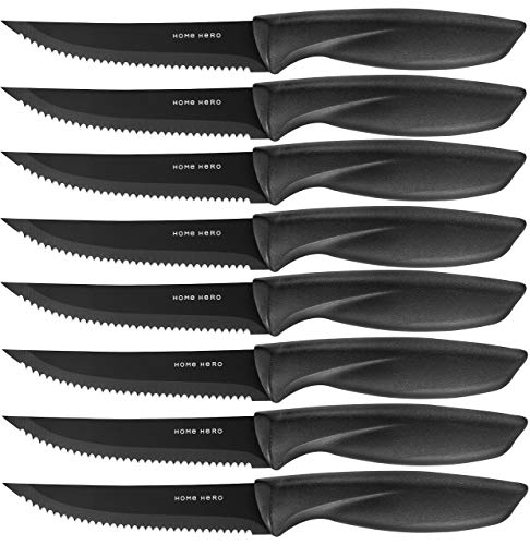 Home Hero Steak Knives Set of 8 - Steak Knife Set - Serrated Steak Knives Dishwasher Safe Steak Knives - Steak Knifes Set of 8 - Stainless Steak Knives Serrated - Dinner Knives