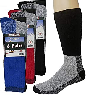 Mens Thermal Socks Heavy Extreme Cold Weather Boot Socks 6-pack By DEBRA WEITZNER, Assorted B, 10-15