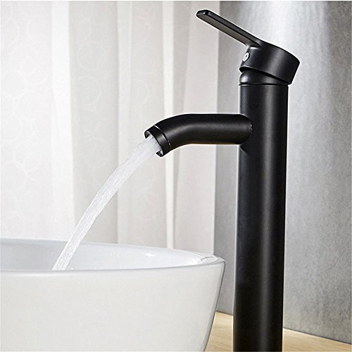 Single-Handle Kitchen Mixer Sink Tap Kitchen Faucet Stainless steel black matte basin faucet round paint hot and cold faucet bathroom sink faucet with water inlet, A