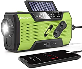 RunningSnail Solar Crank NOAA Weather Radio for Emergency with AM/FM, Flashlight, Reading Lamp and 2000mAh Power Bank (Green)