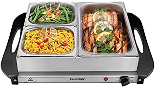 Chefman Electric Buffet Server + Warming Tray w/Adjustable Temperature & 3 Chafing Dishes, Hot Plate Perfect for Holidays, Catering, Parties, Events & Home Dinners, 14