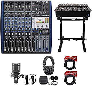 Presonus StudioLive AR12C 12-Ch USB Live Sound/Studio Mixer+Headphones+Stand+Mic