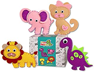 Happy Felties - Cuddly Friends - Felt Animal Crafting Sewing Kit and Animal Crafts - Fun DIY Stuffed Animal Sew Kits for Kids Boys and Girls - Beginner Friendly