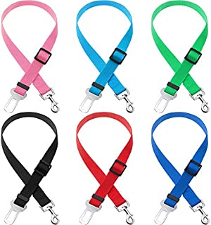 Weewooday 6 Pieces Pet Car Seat Belts Dog Safety Seat Belt Vehicle Seatbelt Harness Safety Leads Adjustable Seat Belt for Cats and Dogs Universal Fit Most Cars (6 Colors)