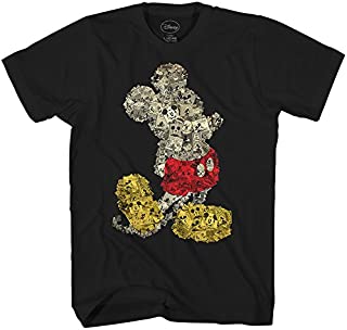 Disney Mickey Mouse Collage Disneyland World Tee Funny Humor Adult Mens Graphic T-Shirt Apparel (X-Large, Black)