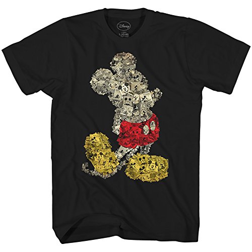 Disney Mickey Mouse Collage Disneyland World Tee Funny Humor Adult Mens Graphic T-Shirt Apparel (X-Large, Black)