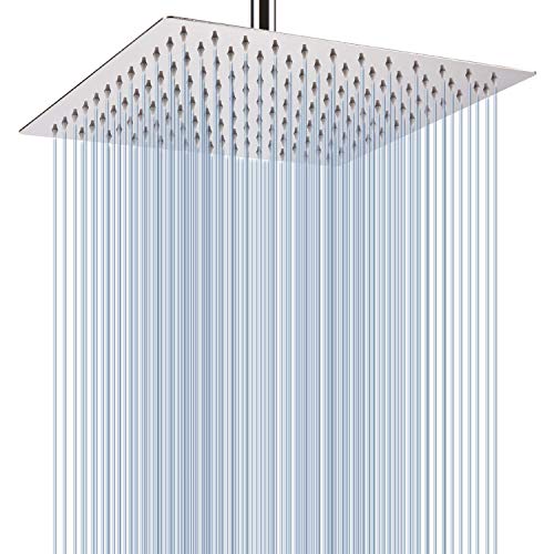 Voolan Rain Shower Head - California Compliant 1.8 GPM - 12 Inches Large Rainfall Shower Head Made of 304 Stainless Steel - Perfect Replacement For Your Bathroom Shower Heads (Chrome)