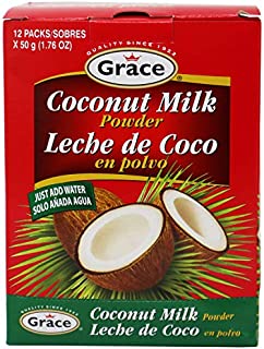 Grace Dry Coconut Milk Powder - 12 pack - No Preservatives No Refrigeration - Just Add Water - Milk Substitute - Coffee Creamer, Smoothies, Baking, Camping, Curries - Bonus Recipe eBook - 1.76 oz