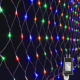 Lyhope 12ft x 5ft 360 LED Net Lights, 8 Modes Low Voltage Mesh Christmas Decorative Lights for Xmas Trees, Bushes, Wedding, Garden, Outdoor, Indoor Decor (Multi-Color)