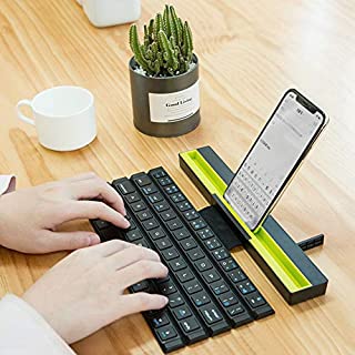 GEZICHTA Foldable Bluetooth Keyboard, Roll Up Wireless Portable Keyboard Compatible with iOS, Android and Windows System, 64 Keys Mini Bluetooth Keyboard for All iPad Tablet Smart Phone Laptop