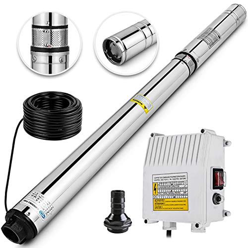 Happybuy Well Pump 3 HP 220V Submersible Well Pump 630ft Head 42GPM Stainless Steel Deep Well Pump for Industrial and Home Use