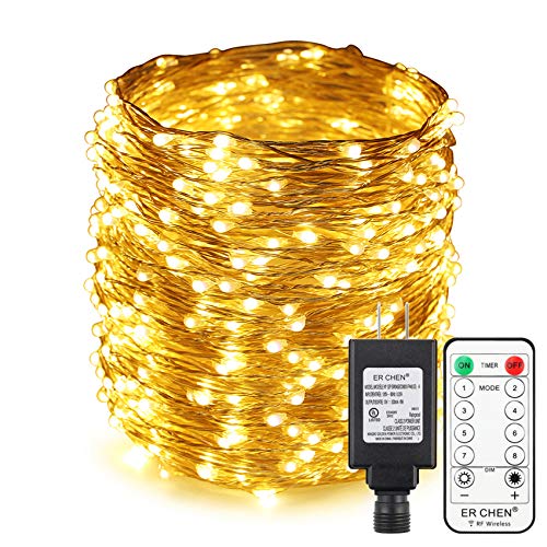 ER CHEN 165ft Led String Lights, 500 Led Fairy Starry Lights on 50M Silvery Copper Wire String Lights for Christmas (Warm White)