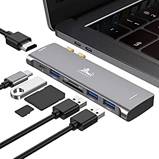 USB C Hub Adapter for MacBook Pro 2020 2019 2018 2017 2016 13 15 16 inch and MacBook Air 2020 2019 2018, HDMI 4K@60Hz Multiport Adapter for MacBook Pro,with Thunderbolt 3,3 X USB 3.0,SD TF Card Reader