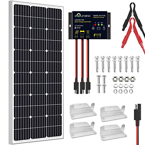 SOLPERK 100W Solar Panel 12V, Monocrystalline Solar Panel Kit with High Efficiency Module PV Power for Battery Charging, Off Grid Solar Panels for RV, Boat, Camper, Roof, Cabin, Shed, Home