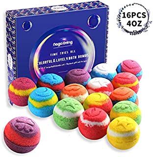 Bath Bombs Gift Set, 100% Handmade Pure Essential Oil Bath Bombs, 16 * 4OZ Large & Lovely Spa Bomb Fizzies- Organic and Natural Ingredients, Best Gift Choice for Woman, Kids and Valentine's Day