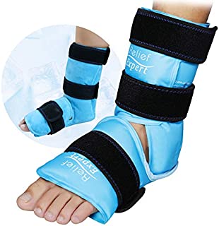 Relief Expert Ankle Foot Ice Pack Wrap for Injuries Reusable Gel Cold Pack with Cold Compression Therapy, Instant Pain Relief for Achilles Tendonitis, Plantar Fasciitis, Foot Heel - Soft Plush Lining