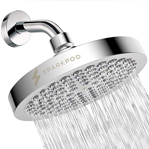 SparkPod Shower Head - High Pressure Rain - Luxury Modern Chrome Look - Easy Tool Free Installation - The Perfect Adjustable Replacement For Your Bathroom Shower Heads