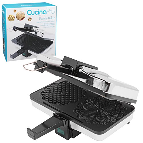 Pizzelle Maker- Non-stick Electric Pizzelle Baker Press Makes Two 5-Inch Cookies at Once- Recipes Included