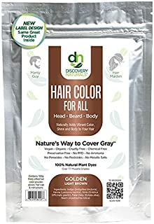 Hair Color For All Natural Hair Dye For Men & Women I 100% Natural & Chemical-Free Pure Hair & Beard Color, Golden Light Brown