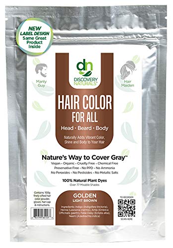 Hair Color For All Natural Hair Dye For Men & Women I 100% Natural & Chemical-Free Pure Hair & Beard Color, Golden Light Brown