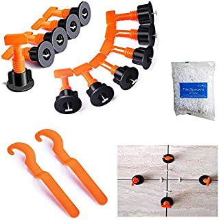 YIYATOO 100pcs Tile Leveler Spacers and 500PCS 2mm Tile Spacer,Tile Leveling System with Special Wrench,Reusable Spacer Flooring Level Tile levellers Set System Construction for Builing Walls & Floors