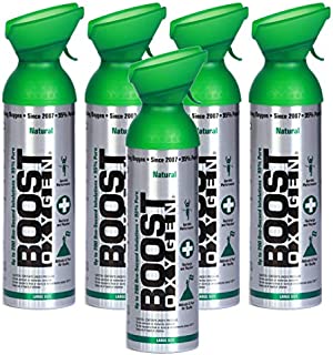 Boost Oxygen Supplemental Oxygen to Go | All-Natural Respiratory Support for Health, Wellness, Performance, Recovery and Altitude (10 Liter Canister, 5 Pack, Natural)