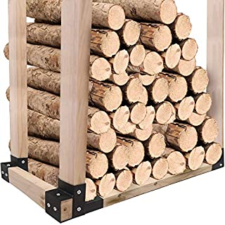 4Pack Firewood Log Rack Bracket Kit,Firewood Storage Racks,Wood Storage Racks Adjustable to Any Length,Wood Rack for Firewood for Home Camping Trips or near fireplace,Screws Include,Durable Black