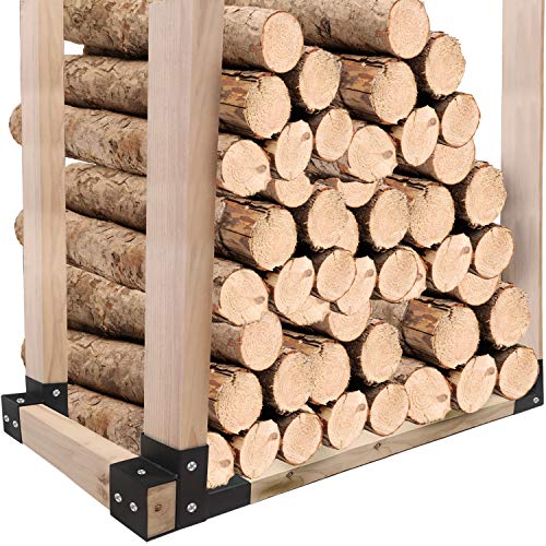 4Pack Firewood Log Rack Bracket Kit,Firewood Storage Racks,Wood Storage Racks Adjustable to Any Length,Wood Rack for Firewood for Home Camping Trips or near fireplace,Screws Include,Durable Black