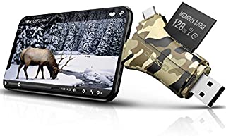 Trail Camera Viewer SD Card Reader - 4 in 1 SD and Micro SD Memory Card Reader to View Hunting Game Camera Photos or Videos on Smartphone, Camouflage