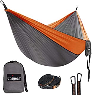 Unigear Camping Hammock Double and Single, Portable Lightweight Parachute Nylon Hammock with Tree Straps for Backpacking, Camping, Travel, Beach, Garden