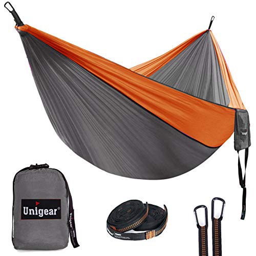 Unigear Camping Hammock Double and Single, Portable Lightweight Parachute Nylon Hammock with Tree Straps for Backpacking, Camping, Travel, Beach, Garden