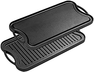 Bruntmor, Pre-Seasoned Cast Iron Reversible Grill/Griddle Pan, 20-inch x 10-inch