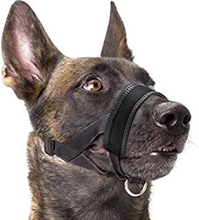 Dog Muzzle Nylon Soft Padding, Adjustable Loop, Black (L, Black)