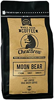 Chestbrew Whole Bean Coffee. Strong Dark Roast Vietnamese Coffee - Moon Bear Premium 20 Ounce Bag