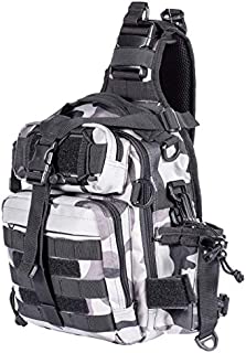 Himal Fishing Tackle Storage Bag,Outdoor Shoulder Backpack,Fishing Gear Bag,Waterproof Shoulder Backpack Cross Body Sling Bag with Rod Holder,Digital Camouflage