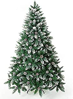 Artificial Christmas Tree 5/6/7/7.5/8/9 Foot Flocked Snow Trees with Pine Cone Decoration Unlit