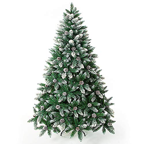 Artificial Christmas Tree 5/6/7/7.5/8/9 Foot Flocked Snow Trees with Pine Cone Decoration Unlit