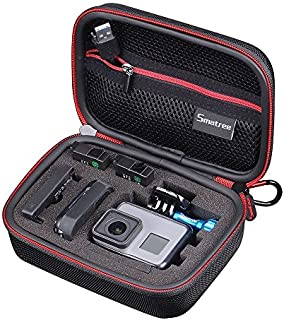 Smatree Carrying Case Compatible for GoPro Hero 8/7/6/5/4/3+/3/2/1/GOPRO HERO (2018)/DJI Osmo Action(Black & Red)-Extra-Small