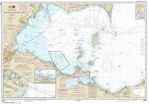 Paradise Cay Publications NOAA Chart 14830: West End of Lake Erie; Port Clinton Harbor; Monroe Harbor; Lorain to Detriot River; Vermilion, 33.7 X 48.3, Traditional Paper