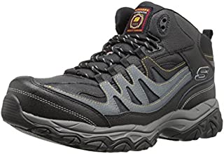 Skechers mens Holdredge - Rebem Work Boot, Black Leather/Charcoal Trim, 14 US