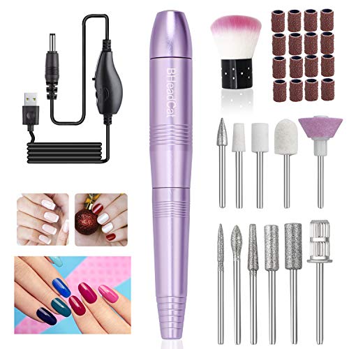 Professional Nail Drill Set Electric Nail Drill Machine Portable Nail File Kit for Acrylic Nails Gel Nails Glazing Nail Art Polisher Sets, 20000RPM, Nail Drill Pen for Women Girls Home Salon Use