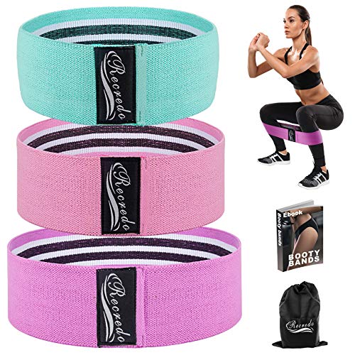 Recredo Booty Bands, Non Slip Resistance Bands for Legs and Butt, Workout Bands Exercise Bands Glute Bands for Women, 3 Pack - Training Ebook and Video Included