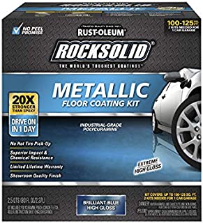 Rust-Oleum 299745 Rock-Solid Metallic Garage Floor Coating Kit, 70 fl oz, Brilliant Blue