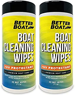 Better Boat Cleaner Wipes with UV Marine Boat Vinyl and Boat Seat Cleaner and Protectant 80 Wipes