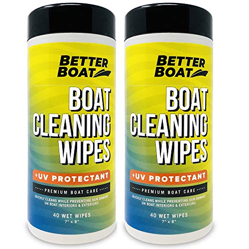 Better Boat Cleaner Wipes with UV Marine Boat Vinyl and Boat Seat Cleaner and Protectant 80 Wipes