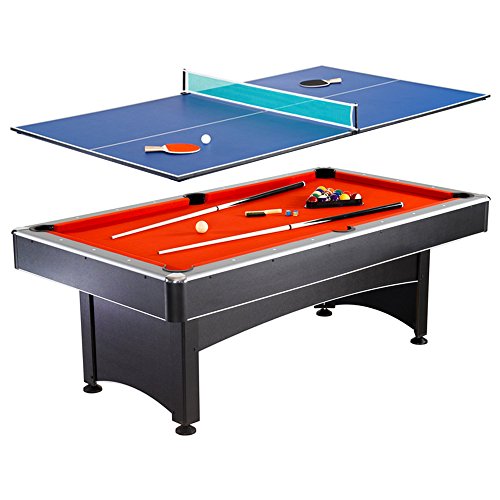 Hathaway Maverick 7-foot Pool and Table Tennis Multi Game with Red Felt and Blue Table Tennis Surface. Includes Cues, Paddles and Balls