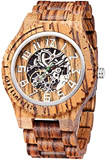 TJW Wooden Watches for Mens Automatic Mechanical Watch Lightweight Timepieces Wood Watch for Men (Zebra Wood)