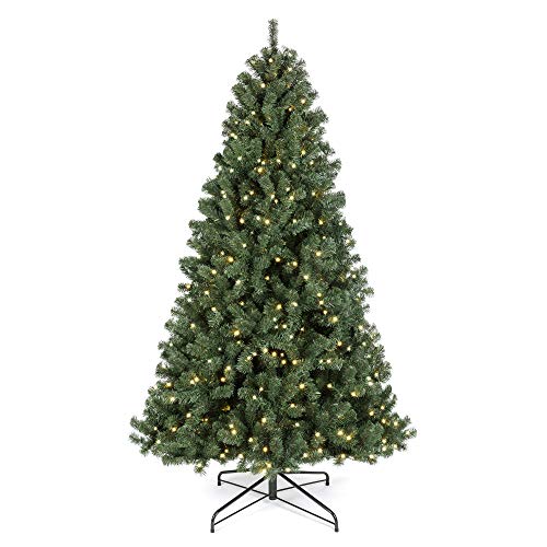 Best Choice Products 7.5ft Pre-Lit Instant Setup No Fluff Hinged Artificial Spruce Christmas Tree w/ 550 LED Lights, 1,346 Memory Steel Tips, Metal Stand